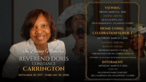 Reverend Doris Constance, Carrington, Obituary, Death, Has Died