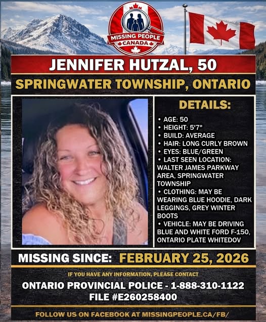 Jennifer Hutzal, Missing in Springwater Township, Ontario, Help Locate